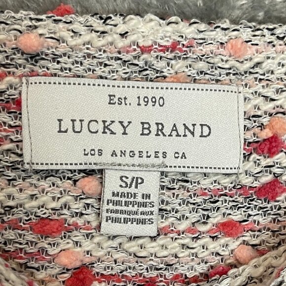 Lucky Brand Women Colorful Classic Coquette Girly Pink Soft Tweed Tank Top S - Picture 5 of 9